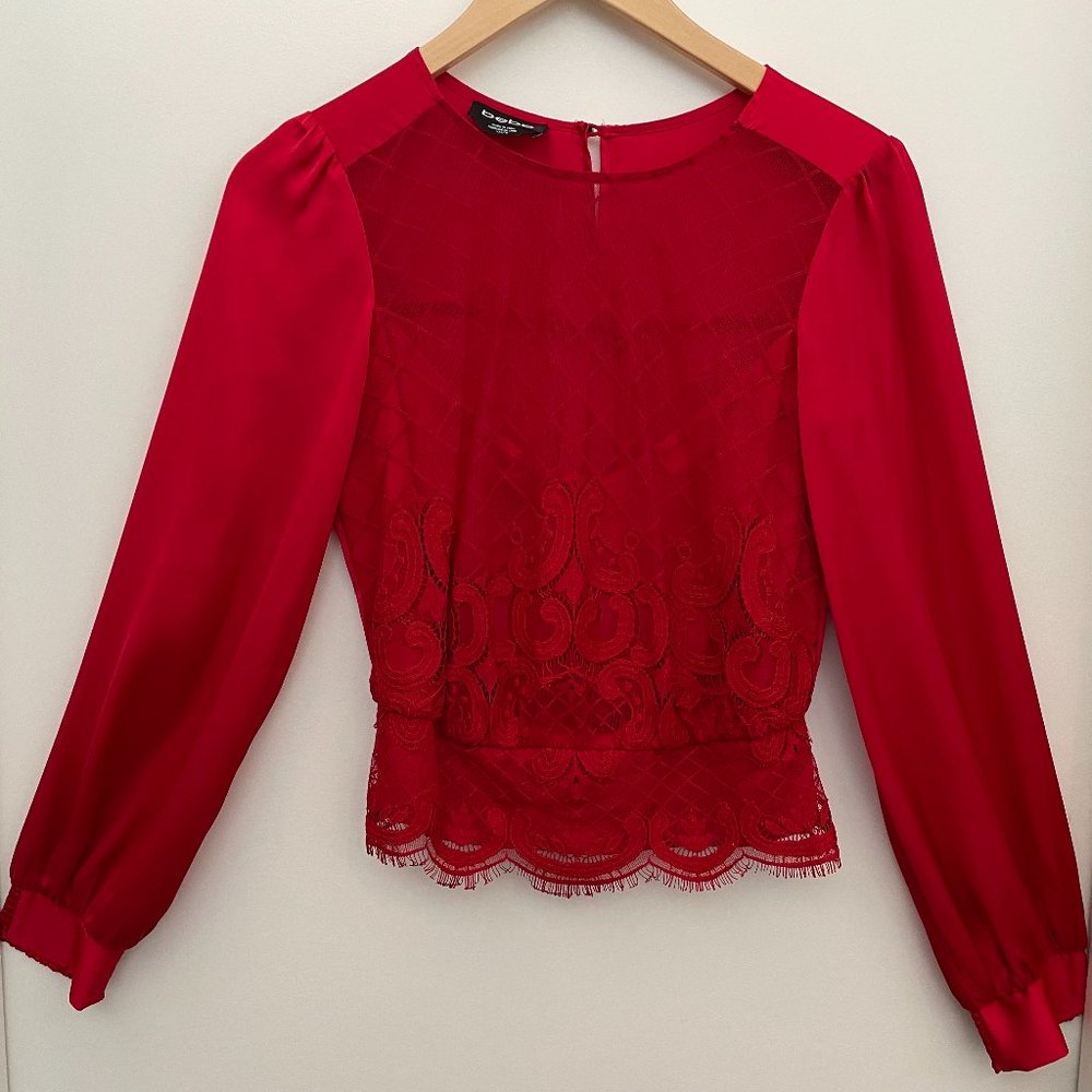 Bebe lacy sheer Party top